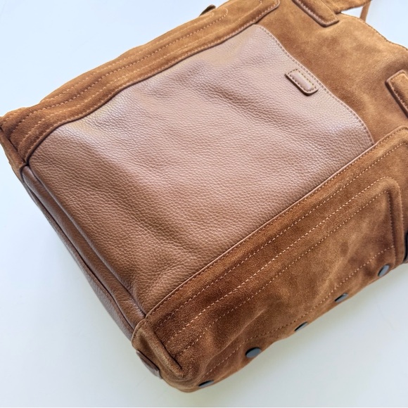 Hammitt Otis Tote Bag in Mahogany Brushed Suede w/ Leather Trim - Picture 3 of 16